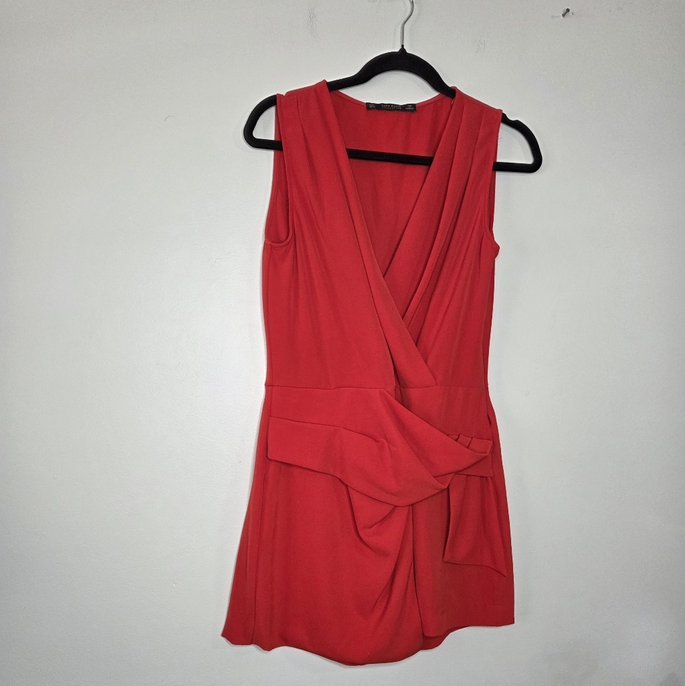 Zara Elegant Red Sleeveless Jumpsuit, Sz M